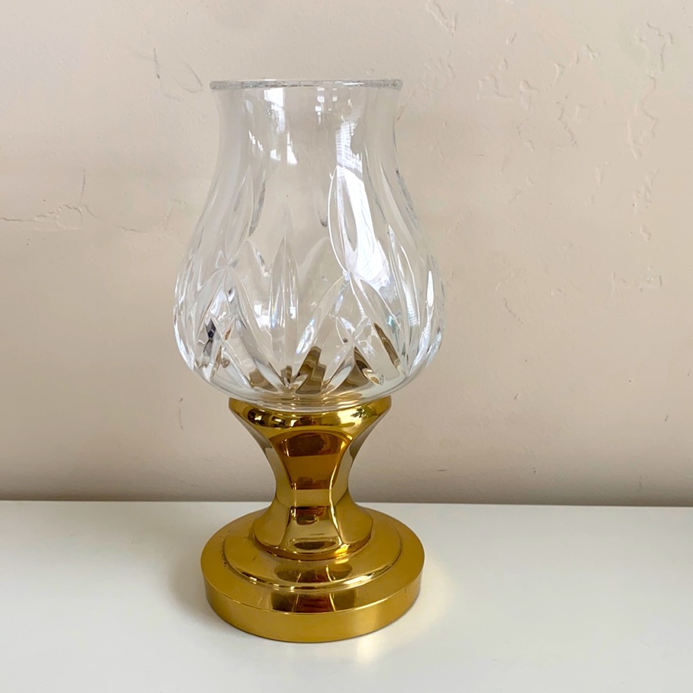 Vintage solid brass Waterford crystal candle